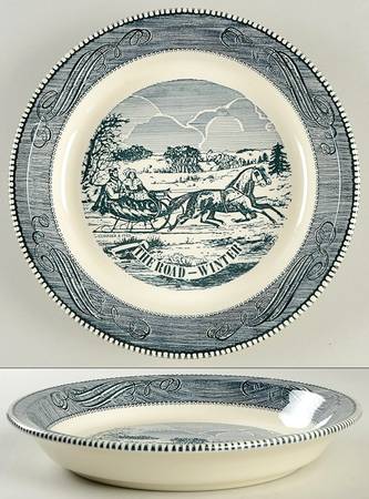 Currier and Ives Blue 10" Pie Baking Plate