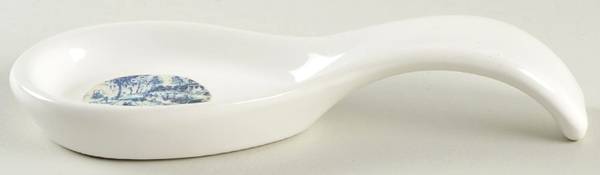 Currier and Ives Blue Spoon Rest/Holder (Holds 1 Spoon)