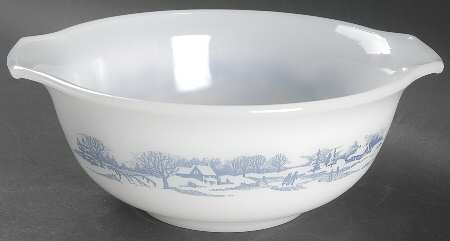 Currier and Ives Blue 1 1/2 Qt Ovenware Mixing Bowl
