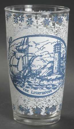 Currier and Ives Blue 10 Oz Glassware Tumbler