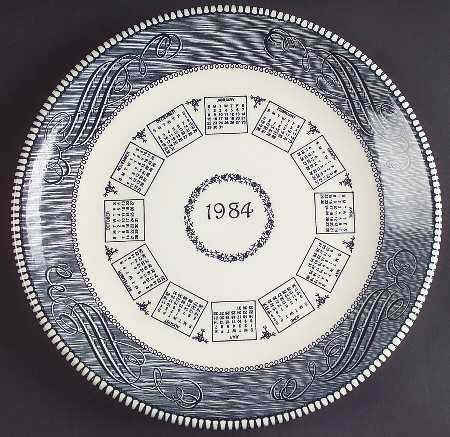 Currier and Ives Blue "1984" Calendar Plate