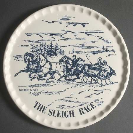 Currier and Ives Blue Cake Plate