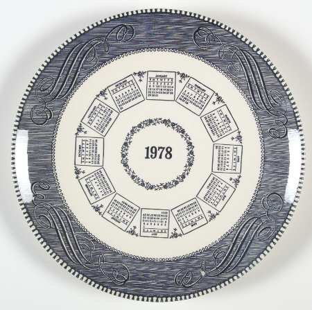 Currier and Ives Blue "1978" Calendar Plate