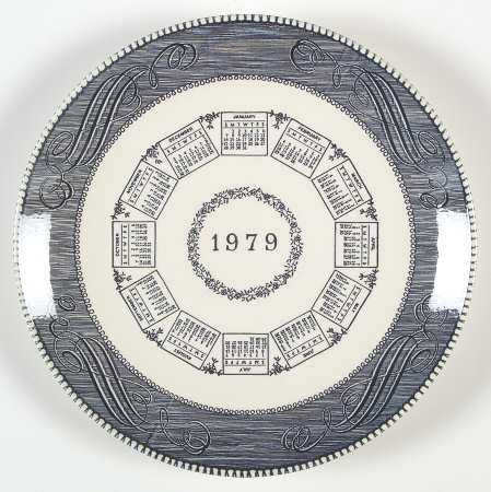Currier and Ives Blue "1979" Calendar Plate