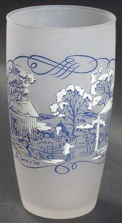 Currier and Ives Blue 10 Oz Glassware Tumbler