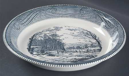 Currier and Ives Blue 10" Pie Baking Plate