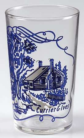 Currier and Ives Blue 4 Oz Glassware Juice