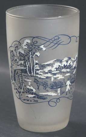 Currier and Ives Blue 4 Oz Glassware Juice