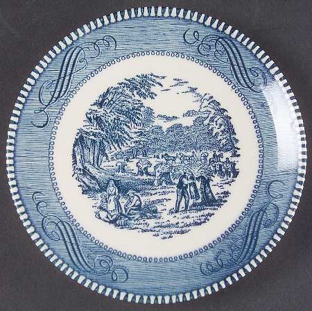 Currier and Ives Blue Coupe Bread & Butter Plate