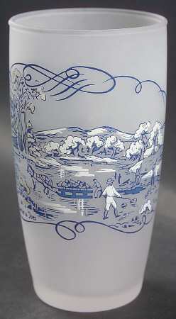Currier and Ives Blue 10 Oz Glassware Tumbler