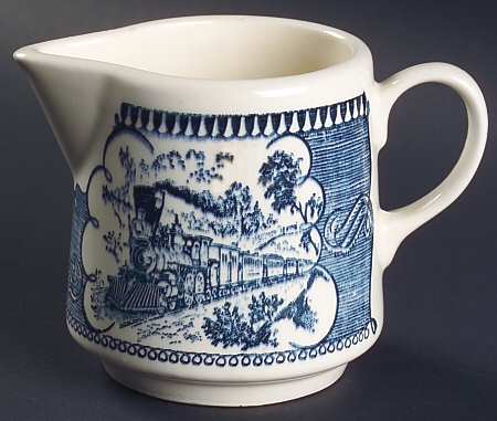 Currier and Ives Blue Creamer