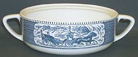 Currier and Ives Blue 1.25 Qt Round Casserole No Lid