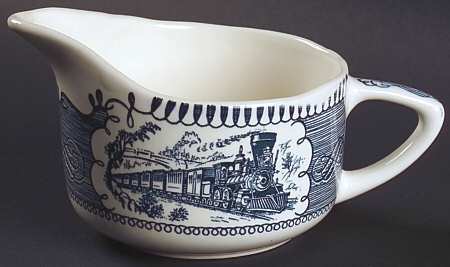 Currier and Ives Blue Creamer