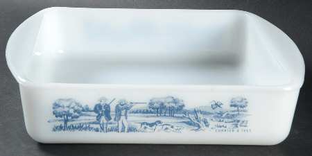 Currier and Ives Blue 8" Square Ovenware Cake Pan