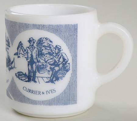 Currier and Ives Blue Mug