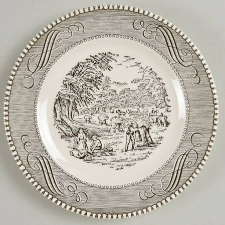 Currier and Ives Grey Bread & Butter Plate