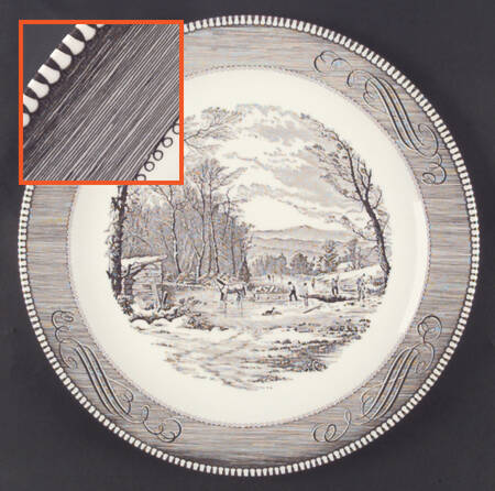 Currier and Ives Grey 10" Pie Baking Plate