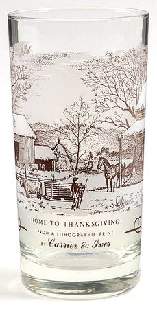 Currier and Ives Brown 12 Oz Glassware Tumbler