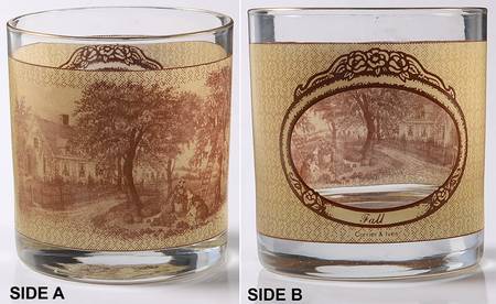 Currier and Ives Brown 8 Oz Glassware Tumbler