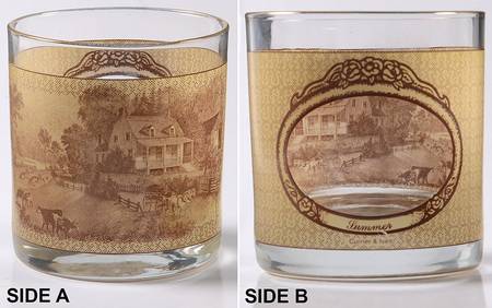 Currier and Ives Brown 8 Oz Glassware Tumbler