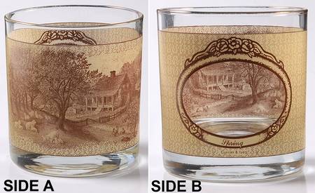 Currier and Ives Brown 8 Oz Glassware Tumbler