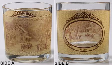 Currier and Ives Brown 8 Oz Glassware Tumbler