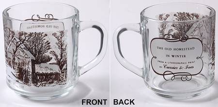 Currier and Ives Brown Glassware Mug