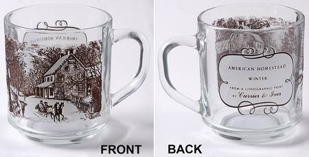 Currier and Ives Brown Glassware Mug
