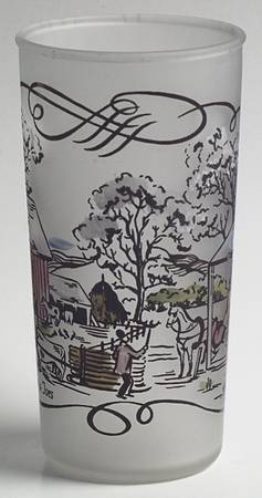 Currier and Ives Brown Glassware Tall Tumbler