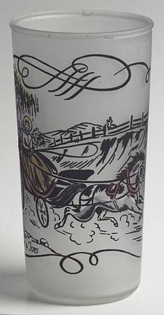 Currier and Ives Brown Glassware Tall Tumbler