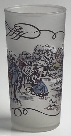 Currier and Ives Brown Glassware Tall Tumbler
