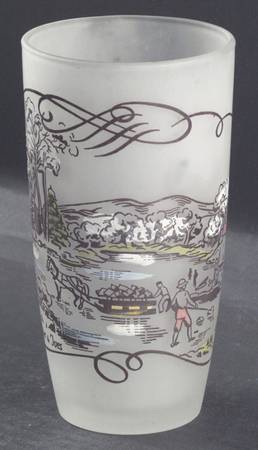 Currier and Ives Brown 12 Oz Glassware Tumbler