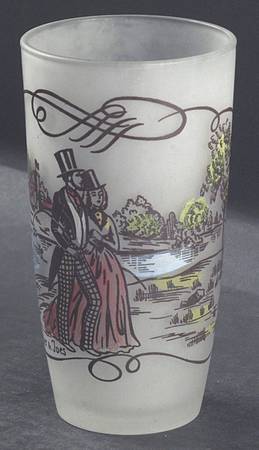 Currier and Ives Brown 12 Oz Glassware Tumbler