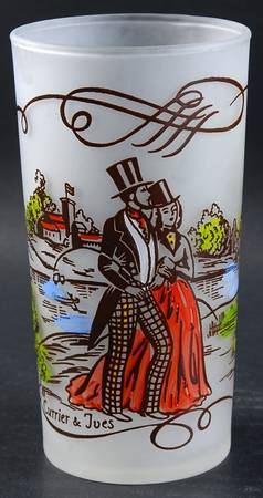 Currier and Ives Brown 12 Oz Glassware Tumbler