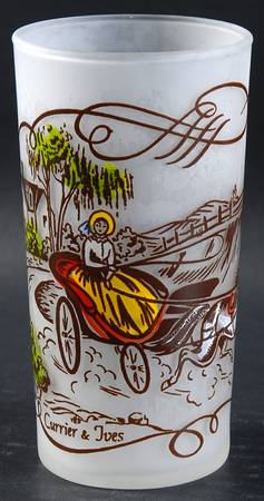 Currier and Ives Brown 12 Oz Glassware Tumbler