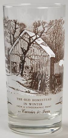 Currier and Ives Brown 12 Oz Glassware Tumbler