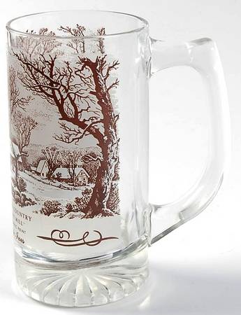 Currier and Ives Brown 12 Oz Glassware Beer