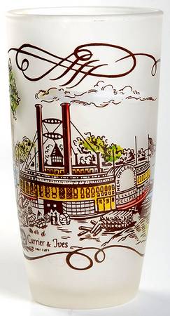 Currier and Ives Brown 12 Oz Glassware Tumbler