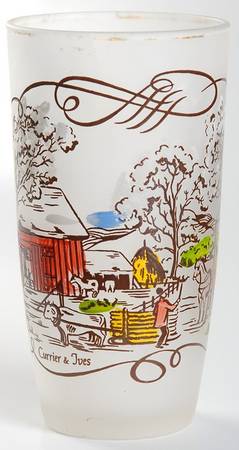 Currier and Ives Brown 12 Oz Glassware Tumbler