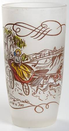 Currier and Ives Brown 12 Oz Glassware Tumbler