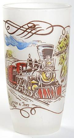 Currier and Ives Brown 12 Oz Glassware Tumbler