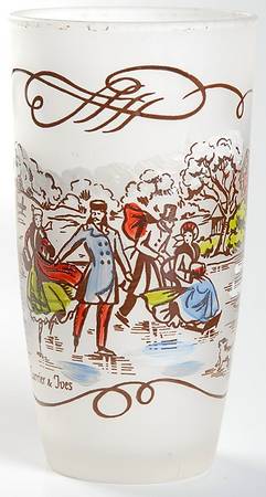 Currier and Ives Brown 12 Oz Glassware Tumbler