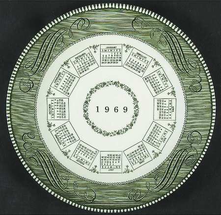 Currier and Ives Green "1969" Calendar Plate