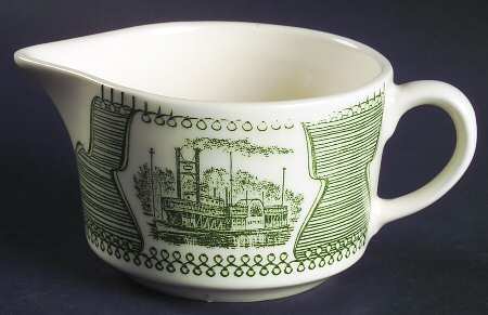 Currier and Ives Green Creamer