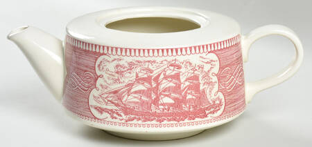 Currier and Ives Pink Teapot No Lid