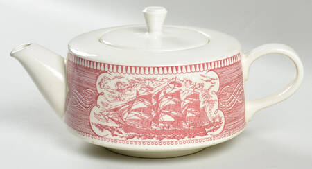 Currier and Ives Pink Teapot & Lid