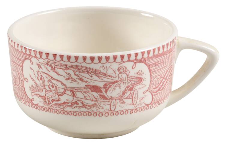 Currier and Ives Pink Flat Cup