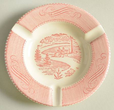 Currier and Ives Pink Small Ashtray