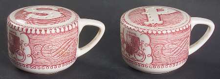 Currier and Ives Pink Salt & Pepper Set