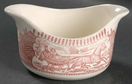 Currier and Ives Pink Gravy Boat